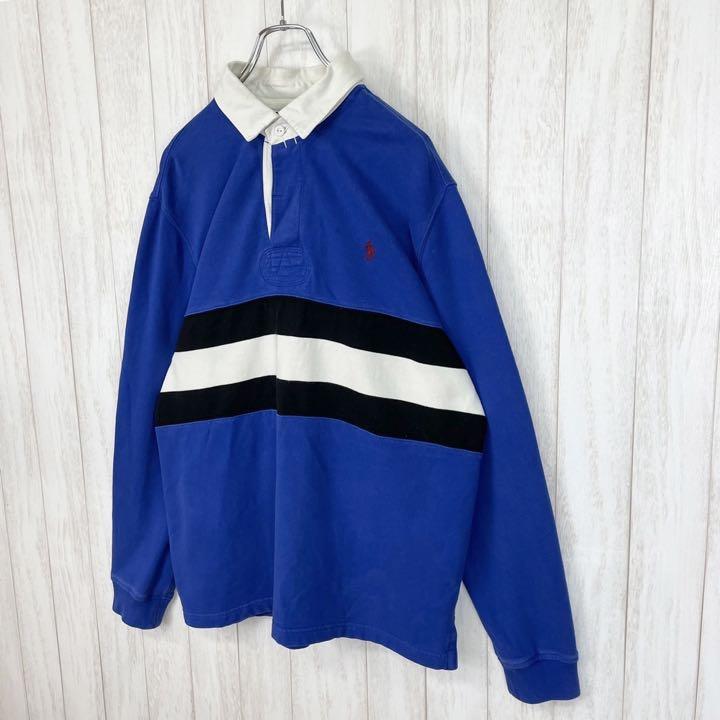 売れ筋ランキングも掲載中! 【90s】ポロバイラルフローレン 長袖 人気商品販売中 ラルフローレン 90s 【美品】古着 長袖 ボーダー 刺繍ロゴ ラガーシャツ ポロシャツ