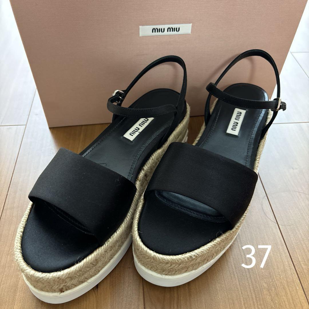 【正規品質保証】 miu 厚底サンダル miu 靴