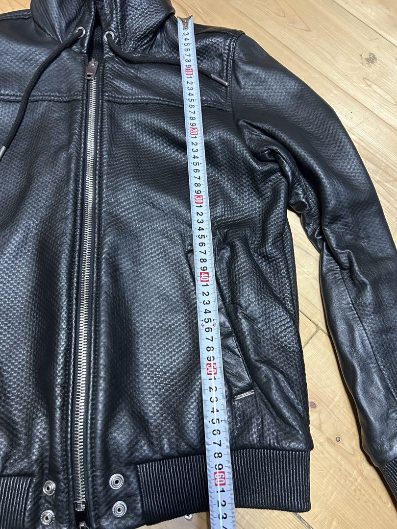 DIESEL 黒 レザージャケット フード付き
