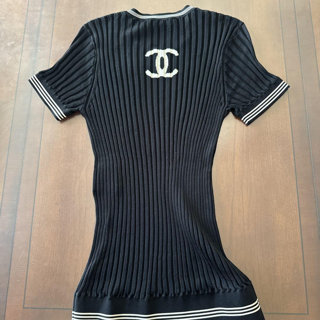 CHANEL CCロゴNo.5シルクリブニット38