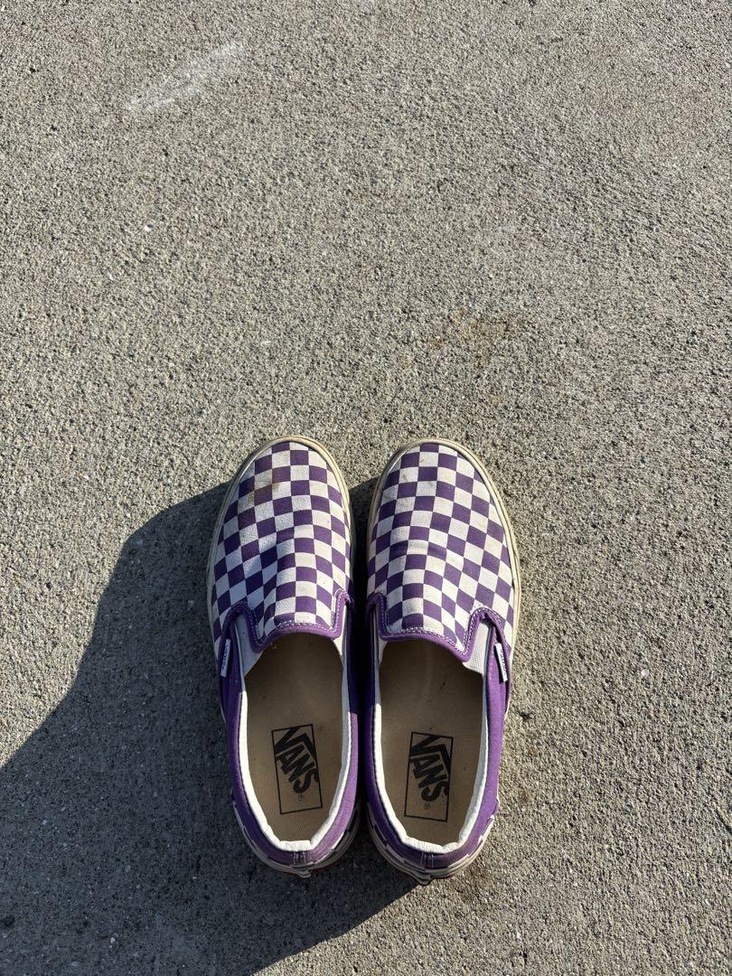 Vans パープル チェッカーボード スリッポン
