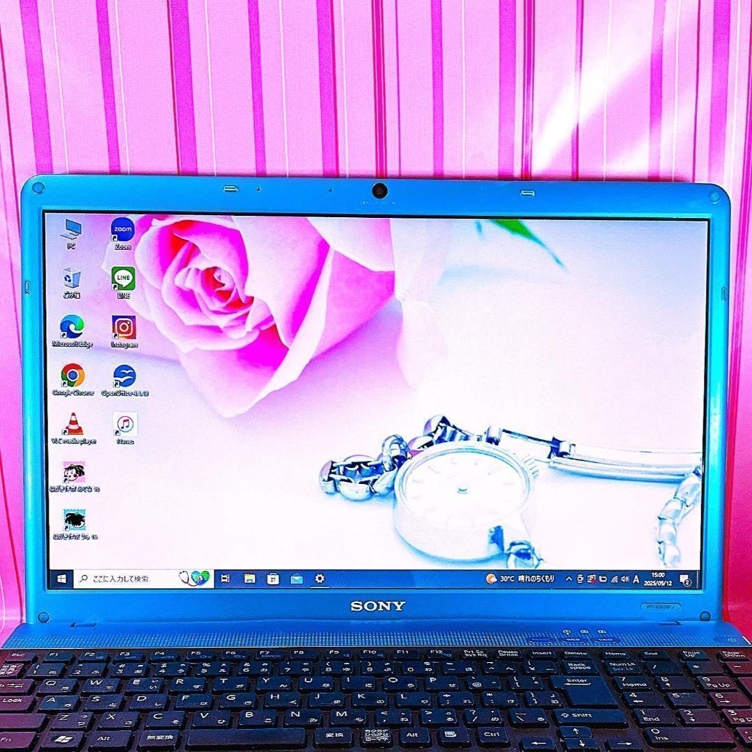 76✨1点もの人気VAIO✨Windowsブルー爆速SSDカメラ付ノート