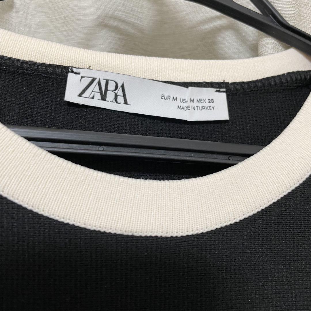 ZARA 黒 ミニワンピース Mサイズ 半袖 - メルカリ