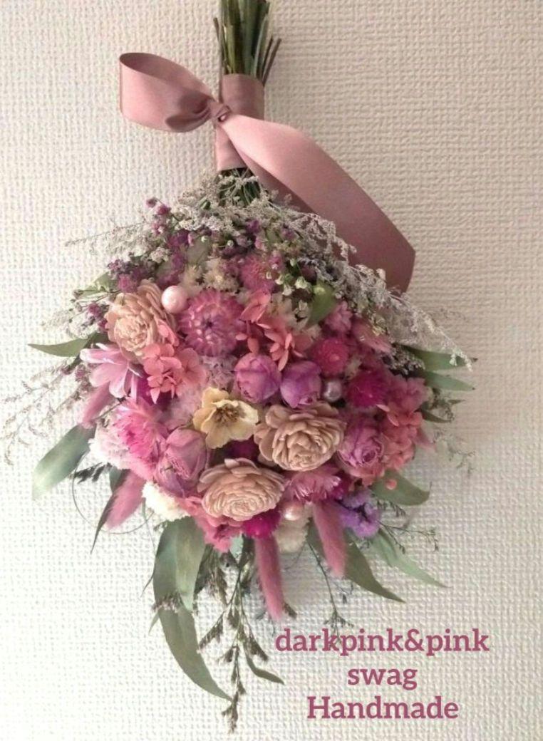 ♡秀和ページ♡ドライフラワースワッグpink&Red•*¨*•♬♡