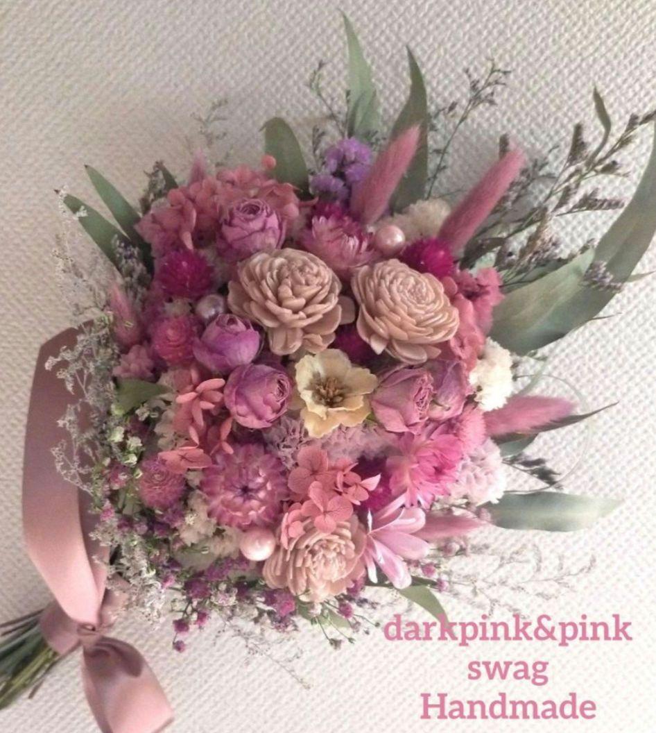 ♡秀和ページ♡ドライフラワースワッグpink&Red•*¨*•♬♡