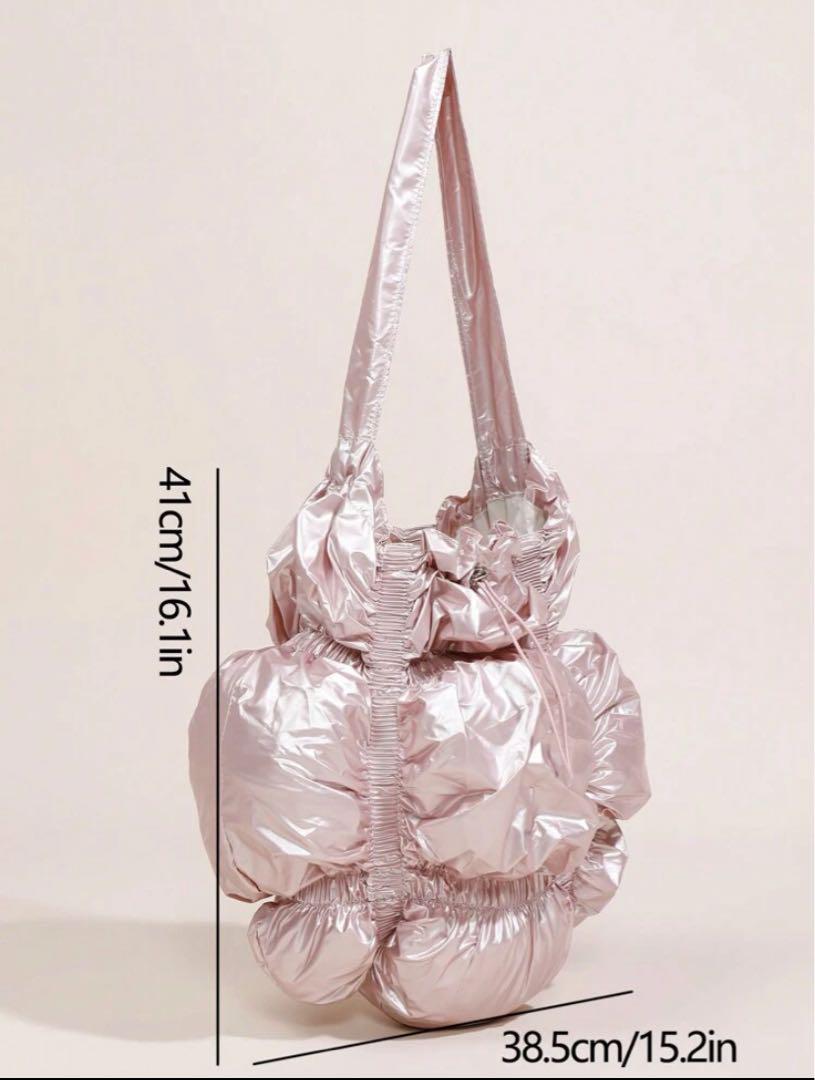 韓国 巾着フラワートートバッグ ピンク ショルダーバッグ shien