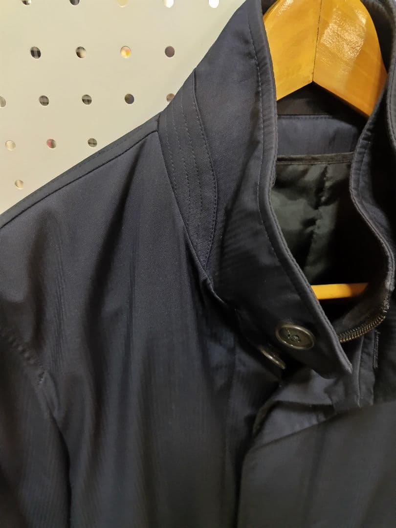 ネイビー ステンカラーコートライナー付き撥水加工