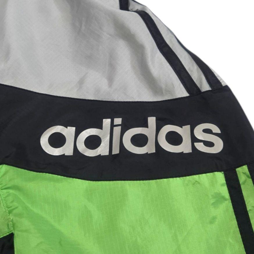 adidas　ウィンドブレーカー　サイズO　ブラック×グリーン系　アディダス