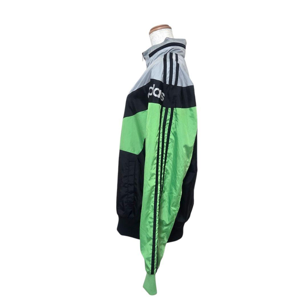 adidas　ウィンドブレーカー　サイズO　ブラック×グリーン系　アディダス