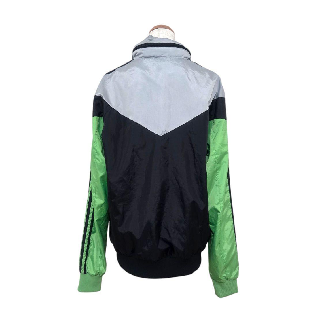 adidas　ウィンドブレーカー　サイズO　ブラック×グリーン系　アディダス