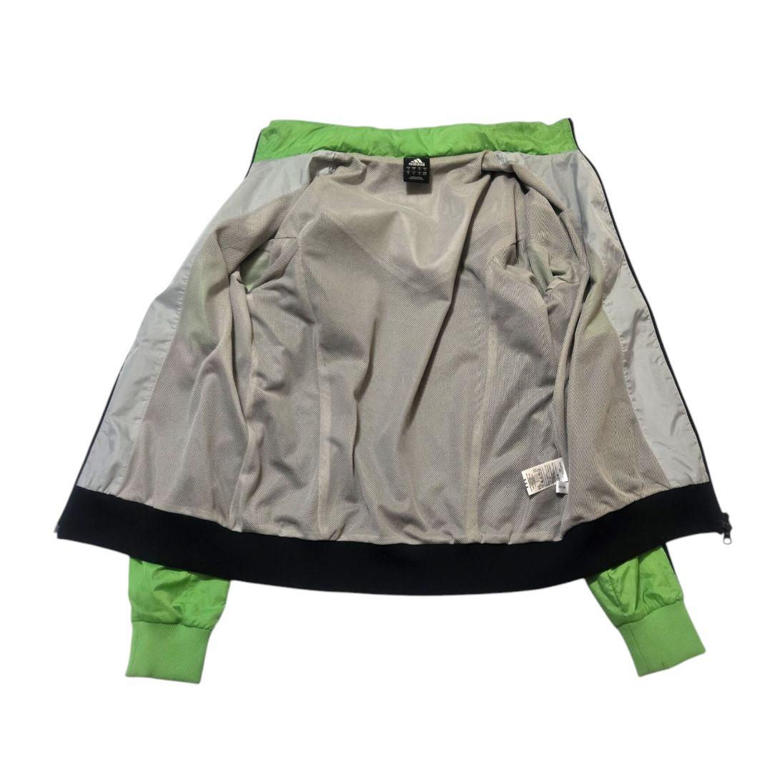 adidas　ウィンドブレーカー　サイズO　ブラック×グリーン系　アディダス