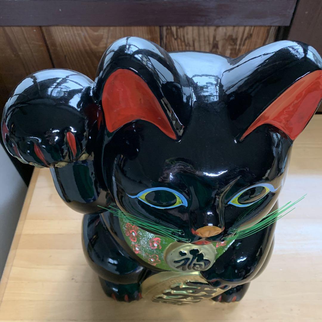 招き猫15号 左手 黒1点 新品