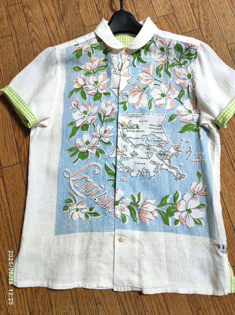 快晴堂　カロハシャツ　リネン