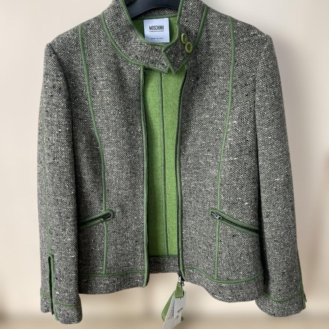 MOSCHINO ノー ジャケット グレー グリーンM MOSCHINO