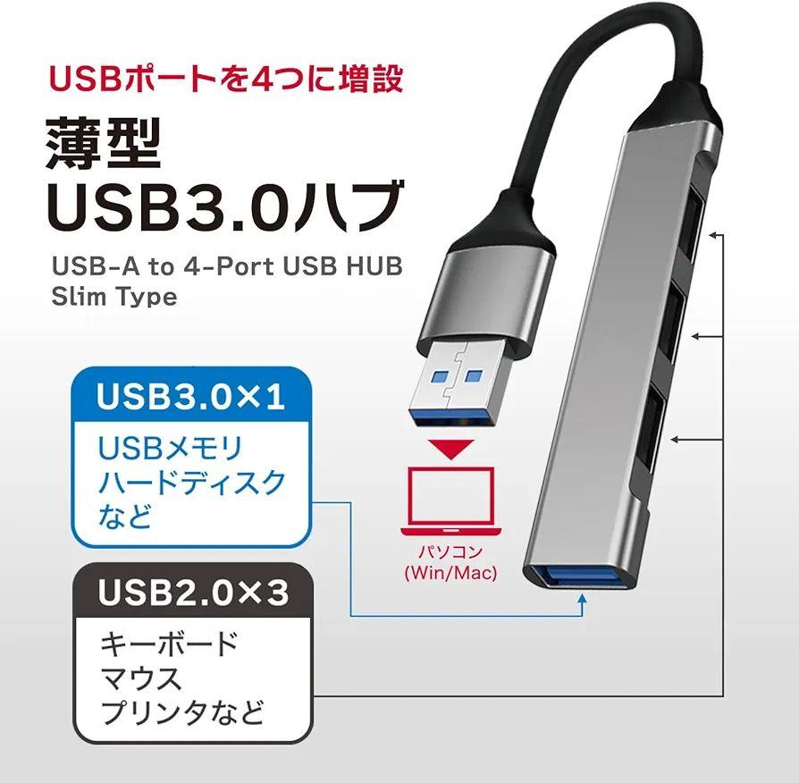 ❤️未使用❤️ 薄型　USB3.0ハブ　USB-A to 4-Port USB