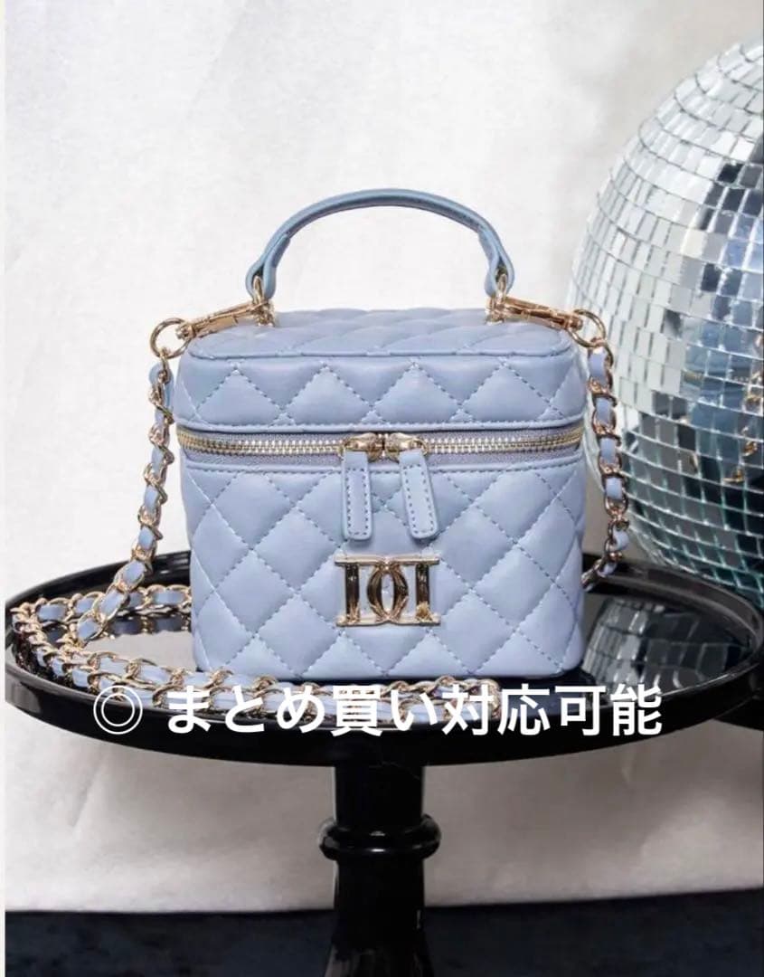 Darichキルティングスクエアミニバッグ バニティBlue