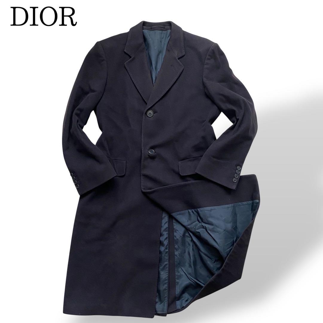 DIOR クリスチャンディオール チェスターコート 裏地CD柄 ロング丈 黒