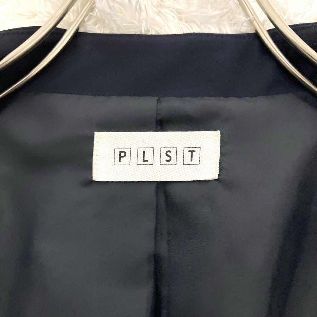 美品✨PLST  ノーカラー セットアップスーツ 紺 Lサイズ 背抜き 大きい