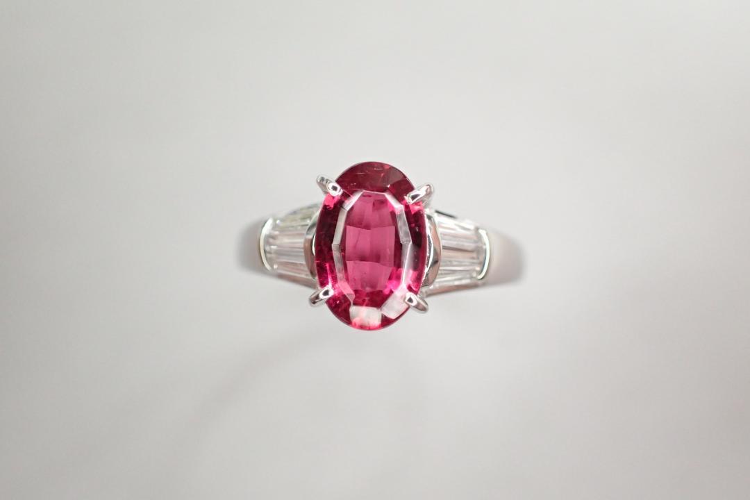 16/美品 Pt900 レッドトルマリン/ルベライト1.02ct リング 指輪