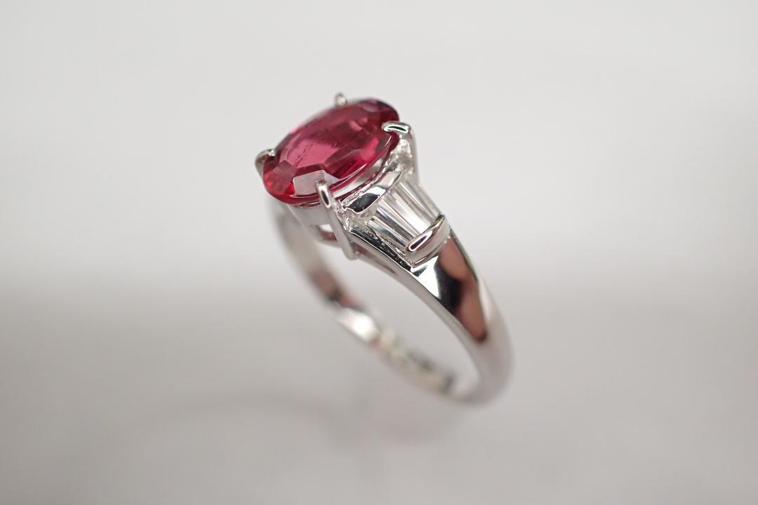 16/美品 Pt900 レッドトルマリン/ルベライト1.02ct リング 指輪