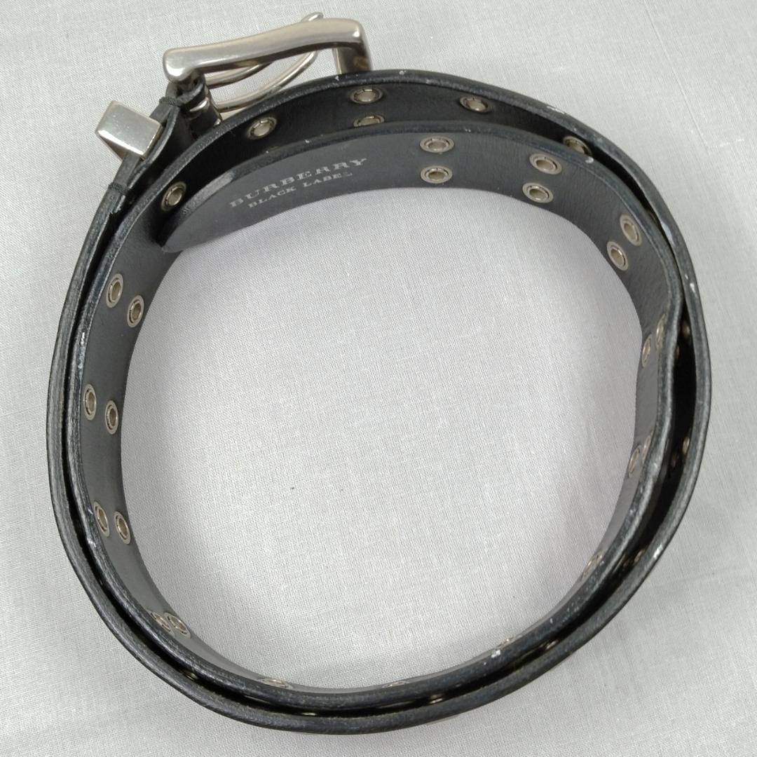 良品☆バーバリー メンズダブルホールレザーベルト リアルレザー