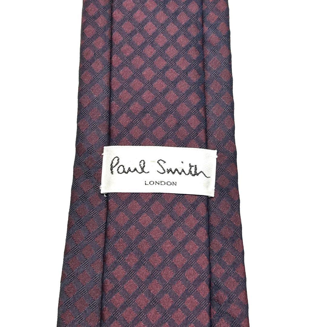 【未使用に近い✨】ポールスミス ネクタイ ボルドー チェック ジャガード シルク