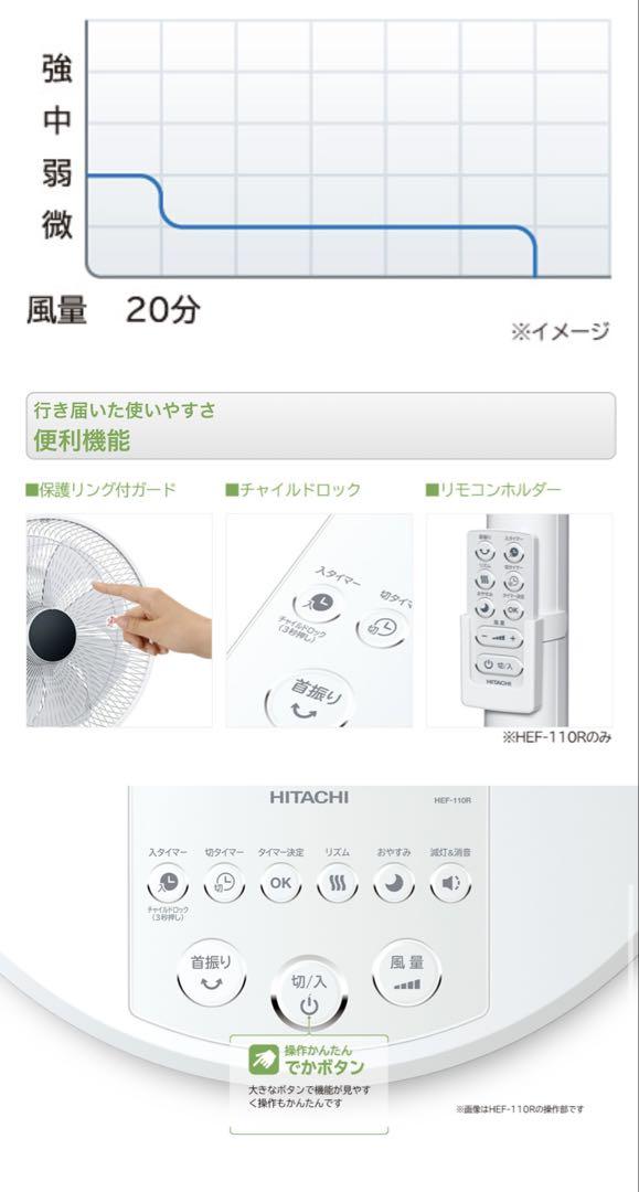 HITACHI 扇風機 HEF-110M ホワイト リビング扇(2016年製)