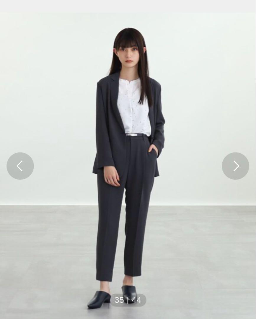 【洗える】INDIVI テーラードジャケット ストレートワイドパンツ セット 洗える／定番スーツ】ストレッチテーラードカラージャケット