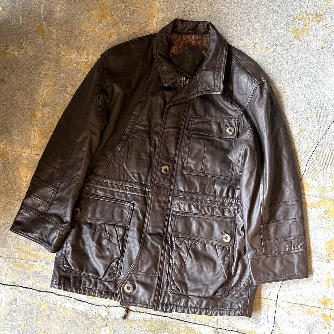 90S ECHT LEDER 短丈 レザージャケット ブラウン