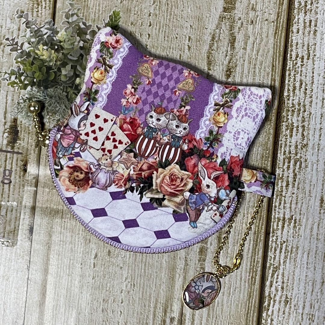 ハンドメイド 猫型 ミニミニポーチ ジョリーフルール マイリトル