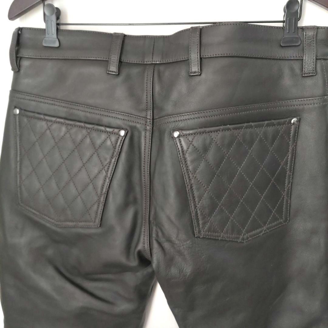 【美品】リューグーレザーズ W34 レザーパンツ 黒 本革 パテッド バイク