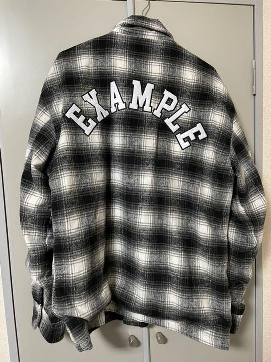 新作登場 美品 EXAMPLE CHECK SHIRT JACKET Lサイズ 黒 3x2IM-m92150249310 NEW好評
