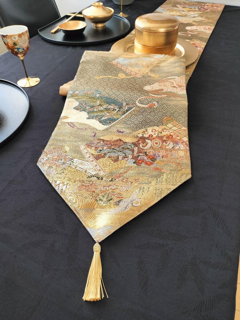 手数料安い A587☆逸品‼️豪華刺繍‼️袋帯正絹テーブルランナー2m17cm新 デ テーブル用品