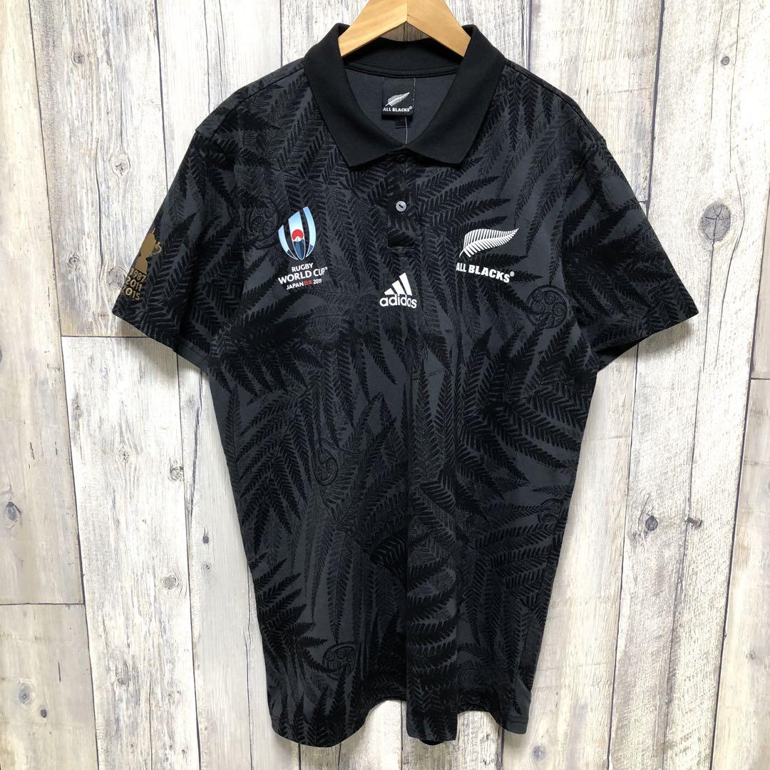 2019年 ラクビー ワールドカップ オールブラックス ポロシャツ サイズO アディダス ラグビー 2019W杯 オールブラックス ポロシャツ L