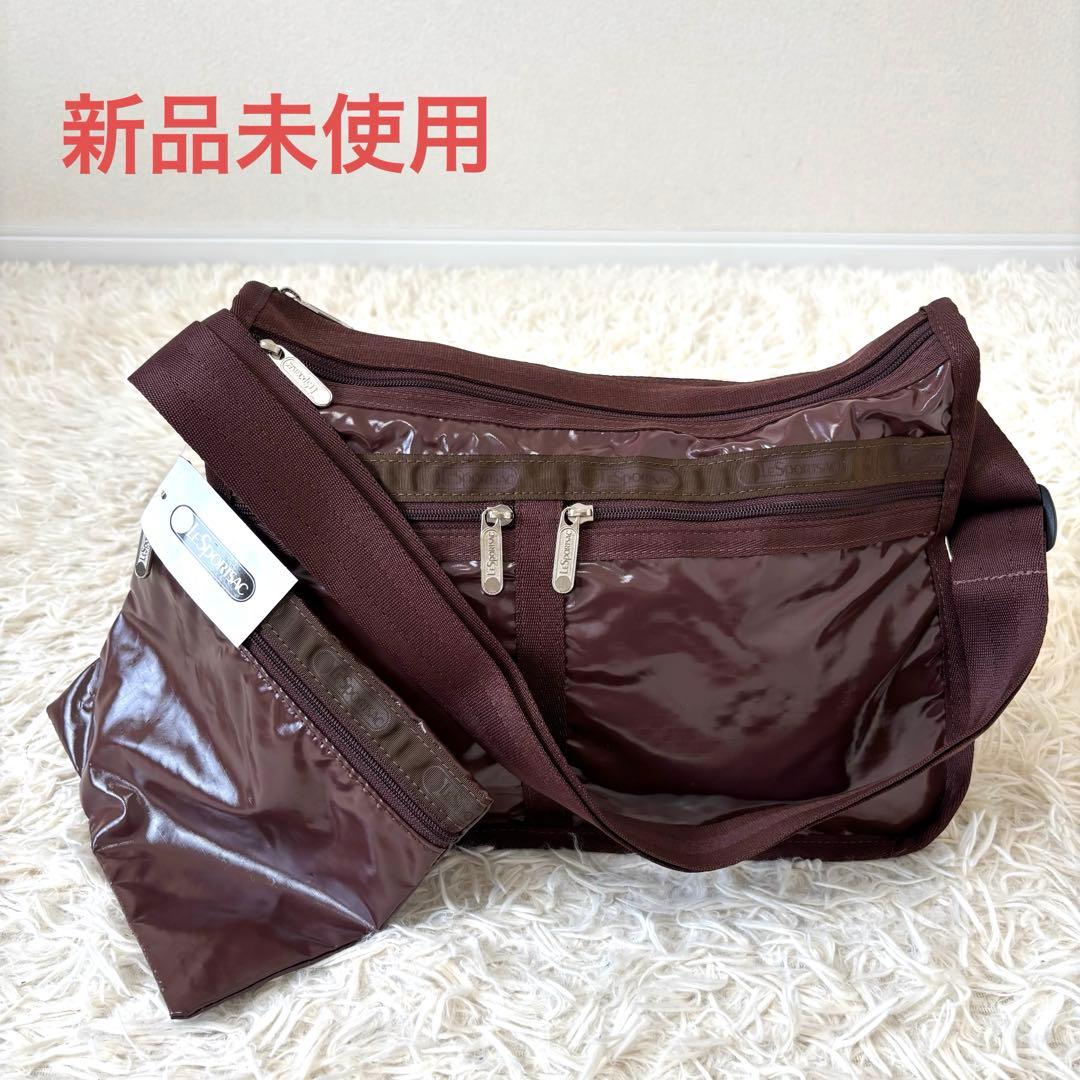 新品未使用　レスポートサック　デラックスエブリデイ　ショルダーバッグ　パテント茶