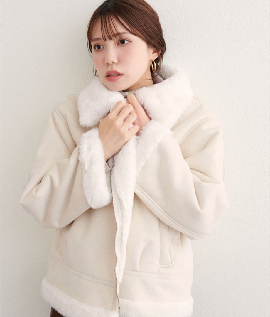 フェイクファームートンブルゾン アイボリー SIZE