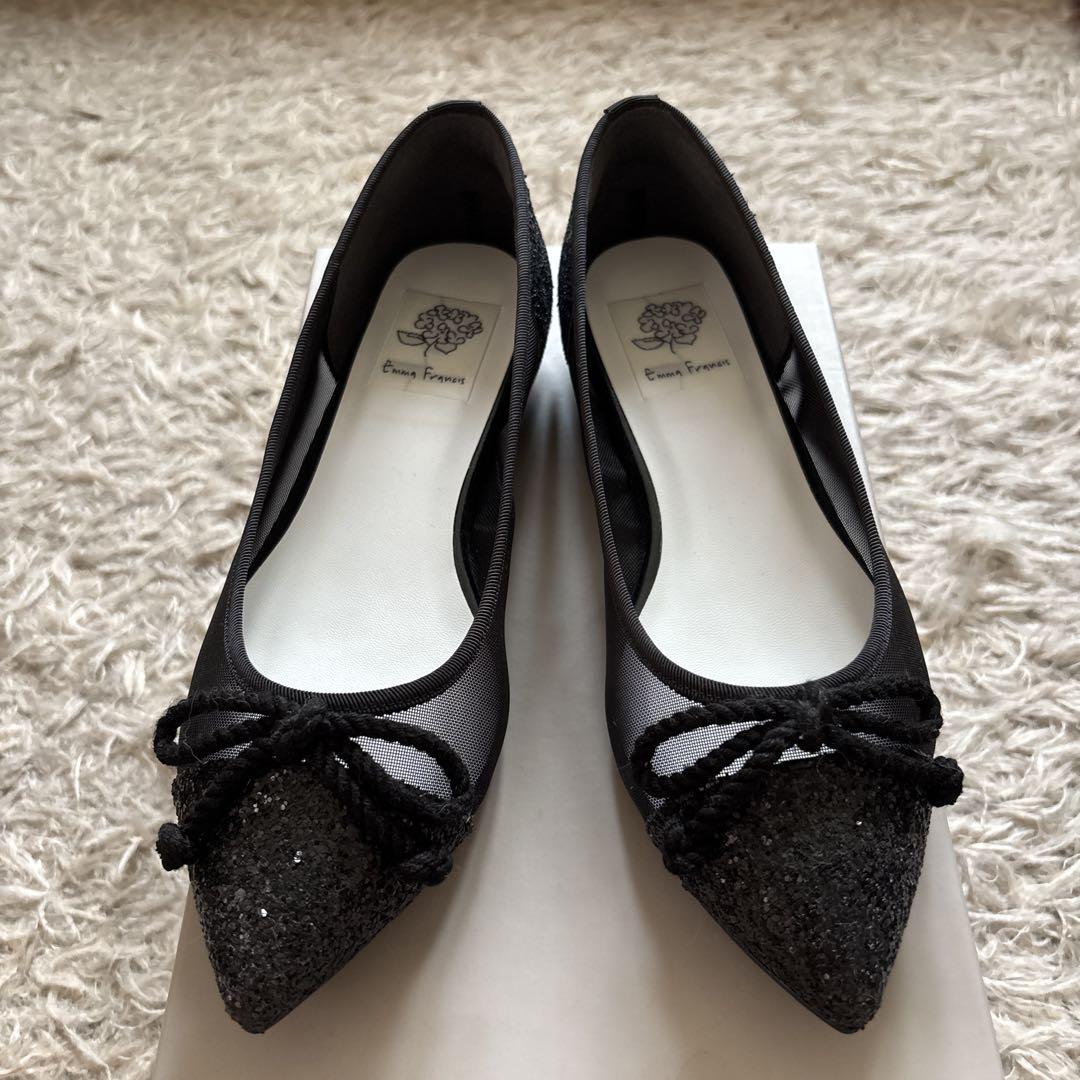 【美品】Emma Francis ポインテッドトゥ チュール フラットシューズ