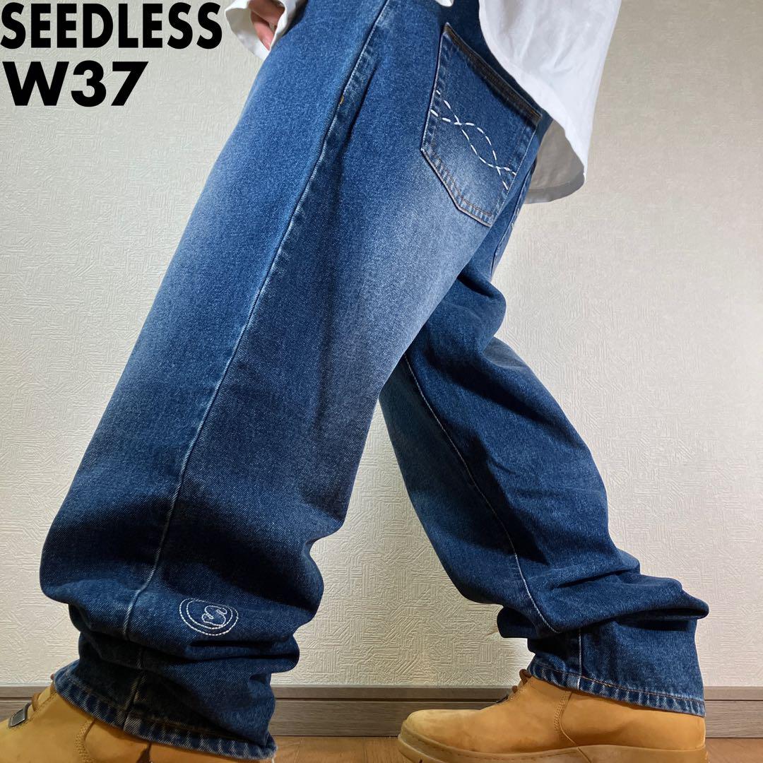 USA製00s豪華刺繍 seedless バギーデニム B系HIPHOP Y2K
