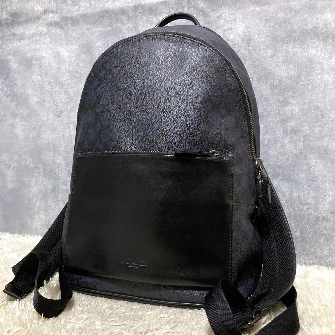 【美品】COACH コーチ リュック レザー ネイビー PC収納可