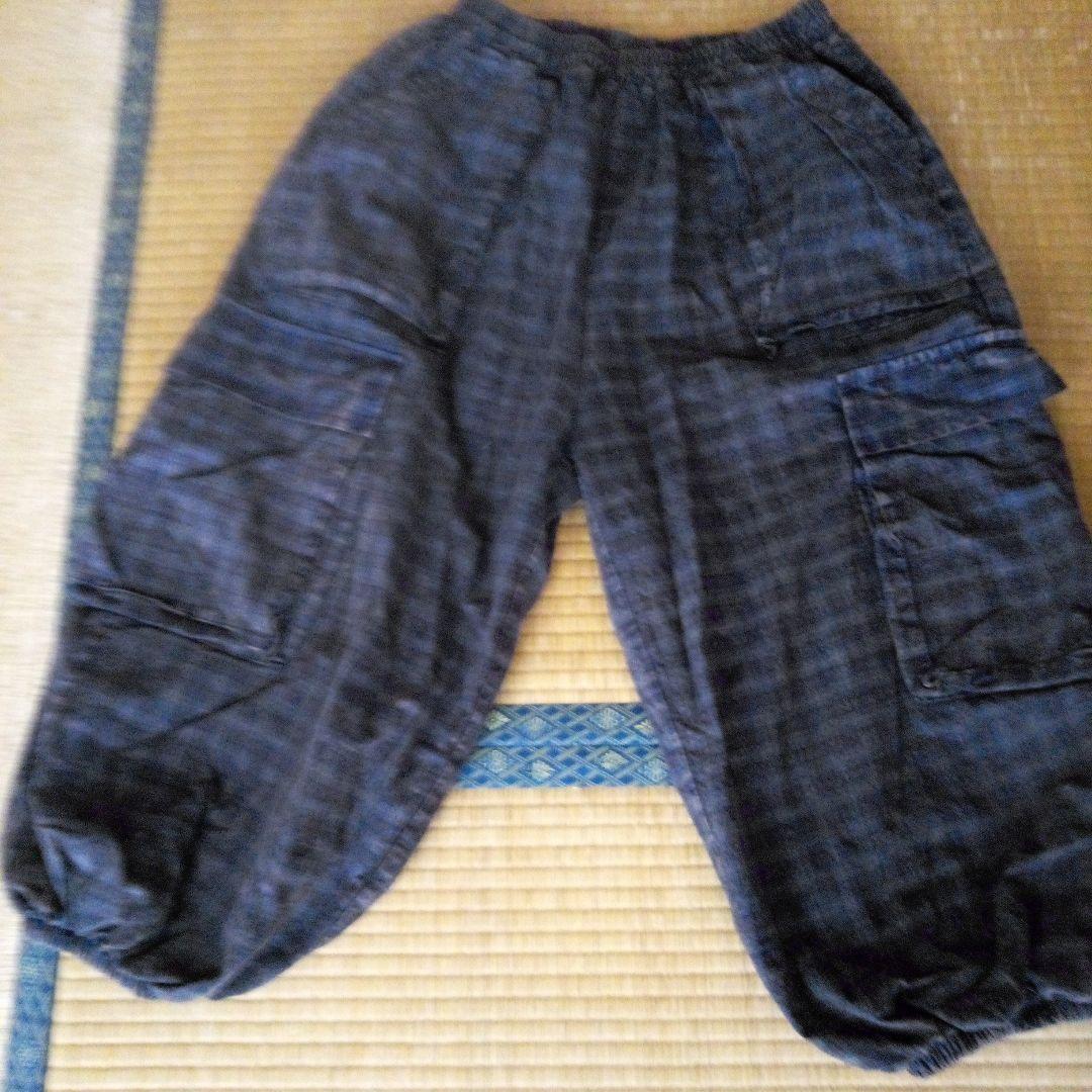 アンティーク調古布ゆったりパンツ
