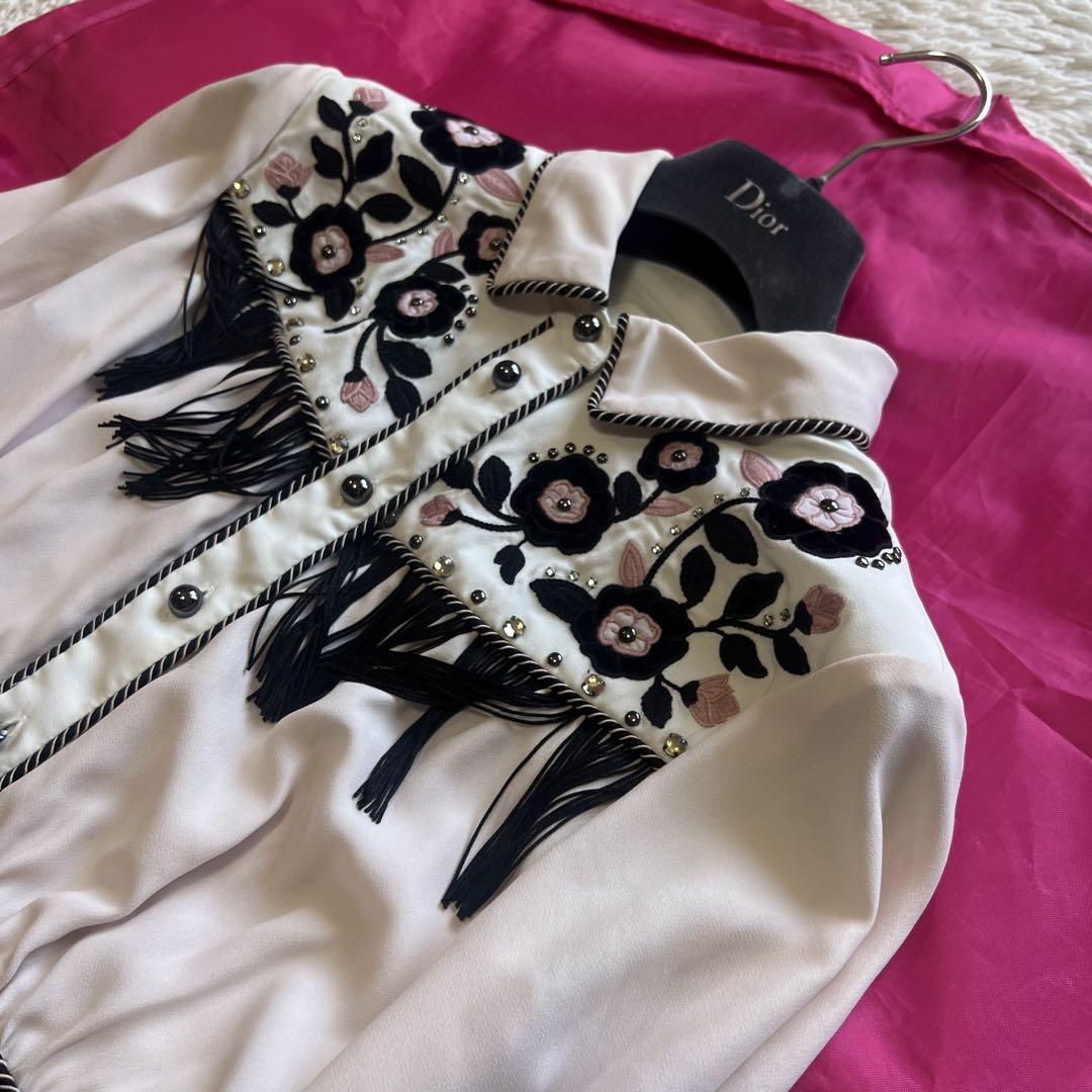 【良品】kate spade 膝丈ワンピース シャツワンピース 2 M フリンジ