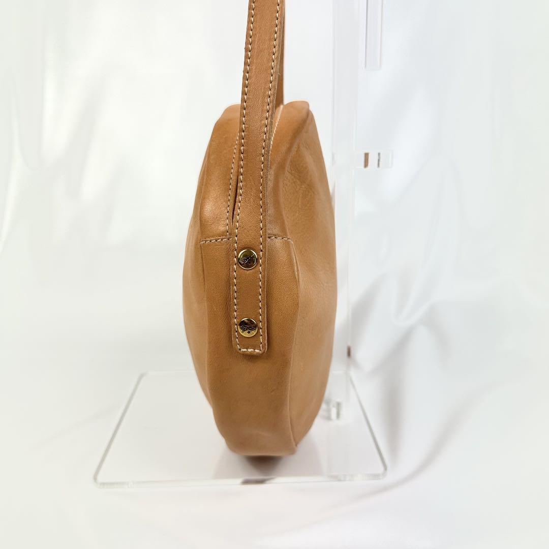【美品】イルビゾンテ ベージュ ショルダーバッグ 丸型 ヌメ オールレザー