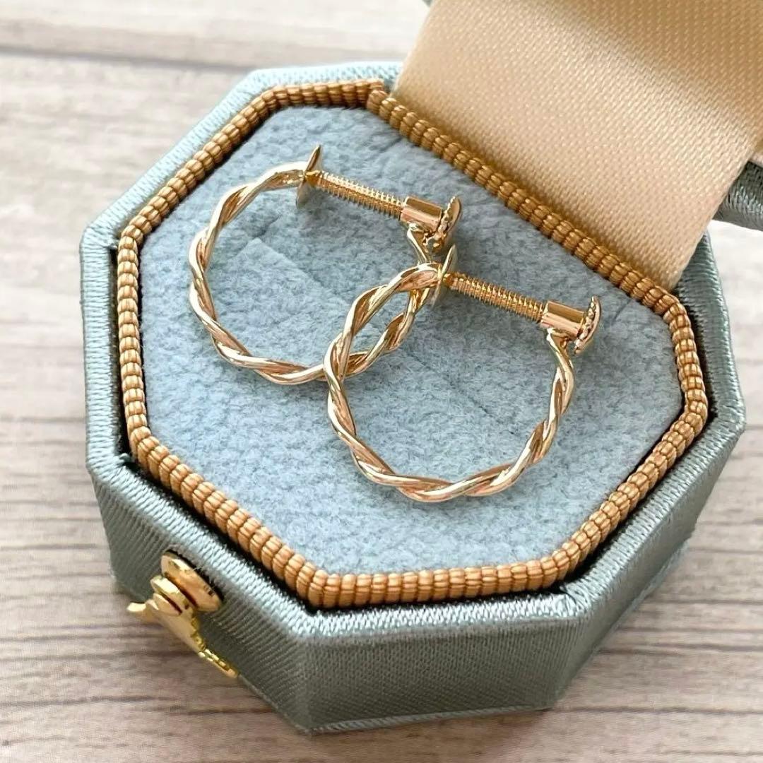 ノジェス　k10 イヤリング　ツイスト　フープ　ゴールド