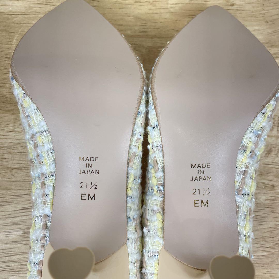 試着のみ♡ ダイアナ　DIANA ハートカット　ハートヒール　ツイードパンプス