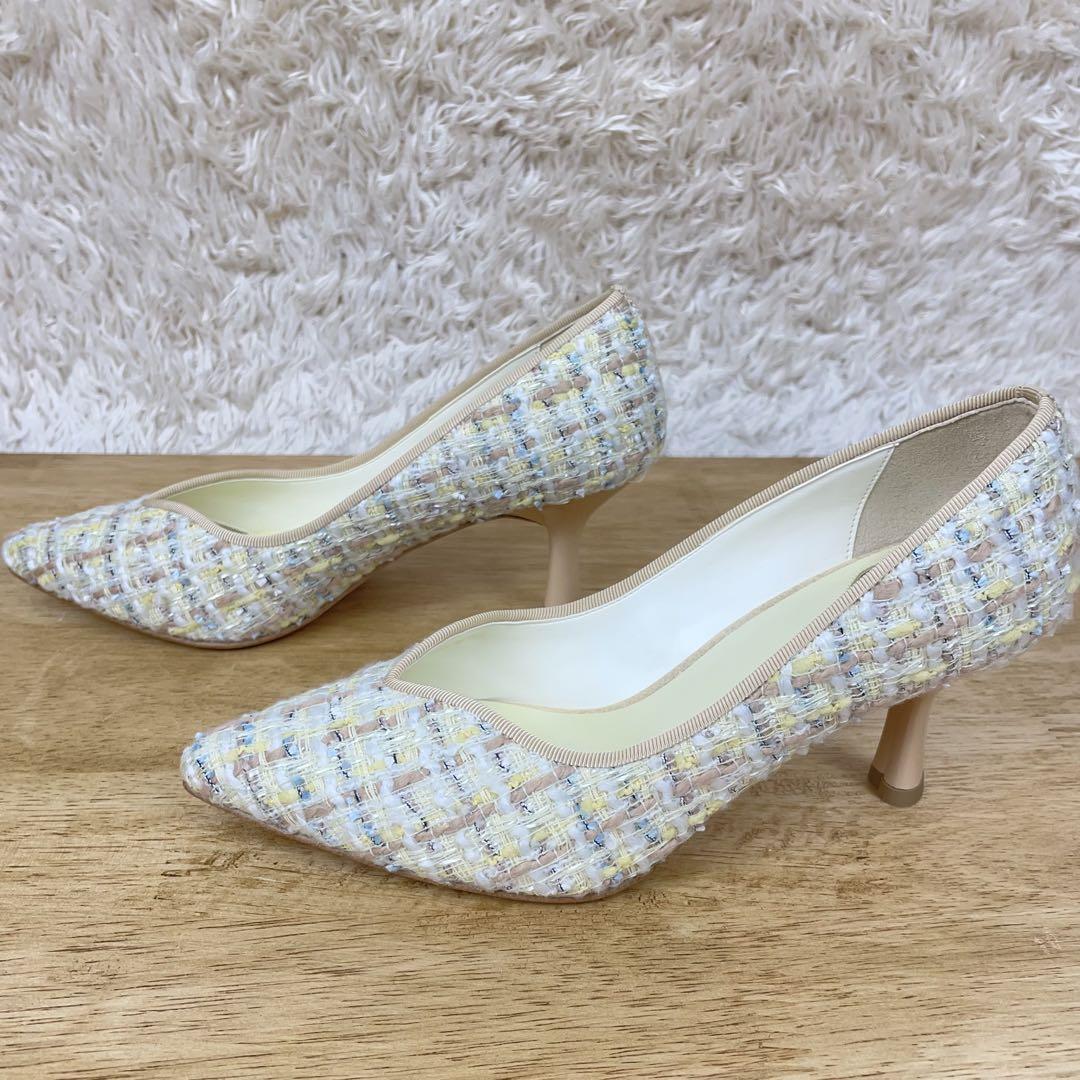 試着のみ♡ ダイアナ　DIANA ハートカット　ハートヒール　ツイードパンプス
