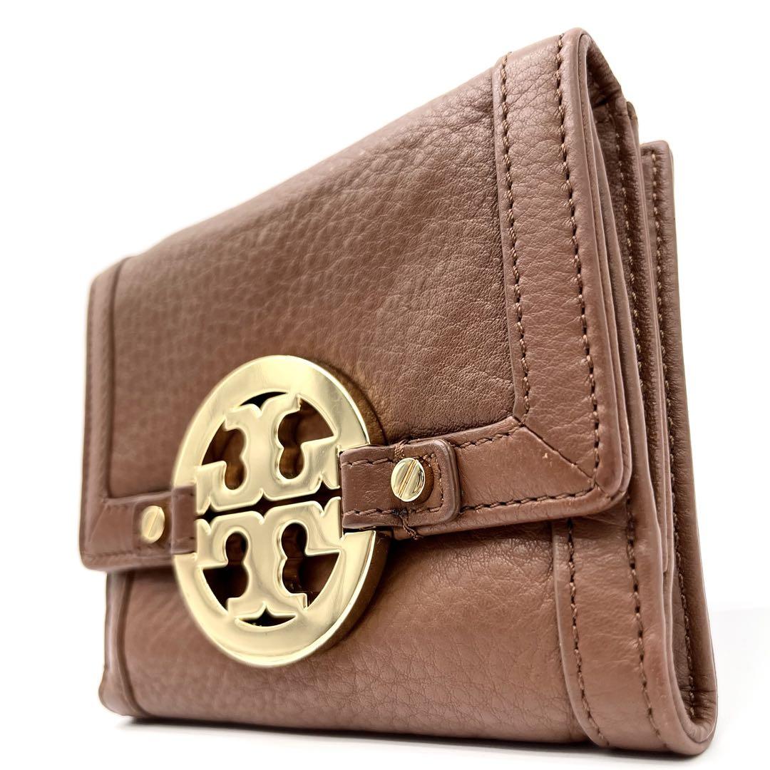 Tory Burch 財布 ブラウン Tory Burch 二つ折り財布 ブラウン シンプル 人気 コンパクト