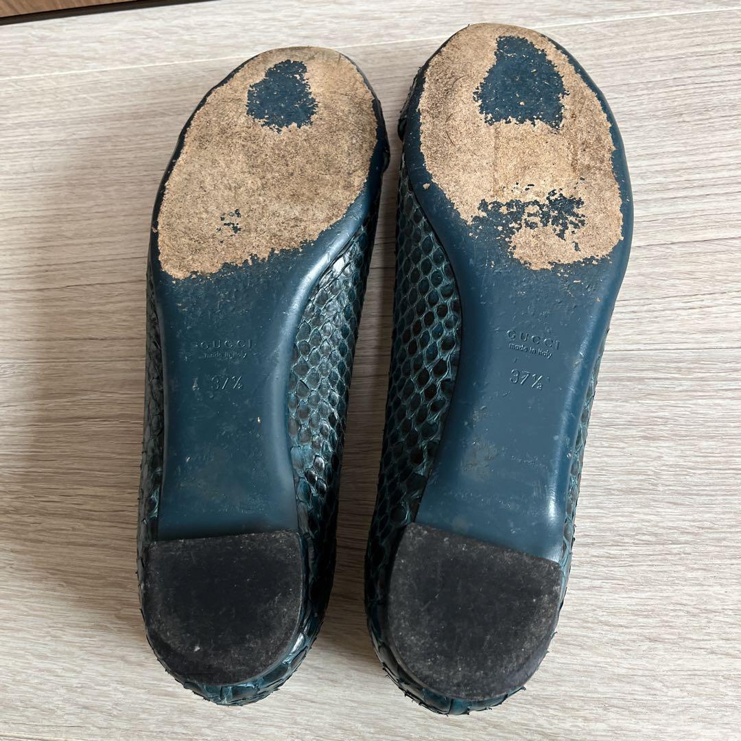 値下げ！GUCCI グリーン　パイソンバレエシューズ