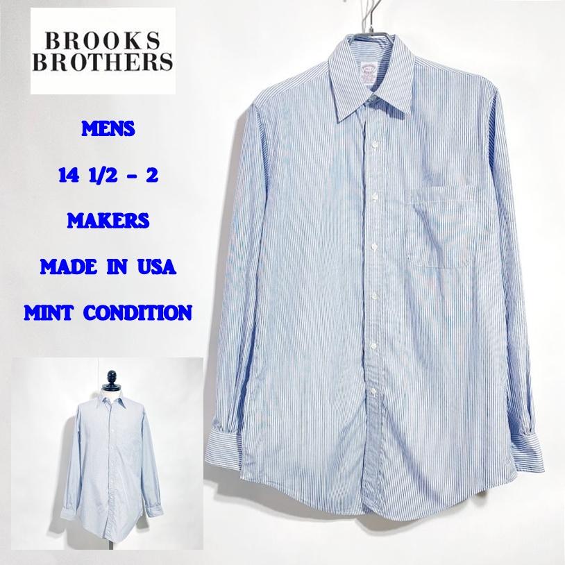 ブルックスブラザーズ　makers made in USA 14 1/2 極上品 ブルックスブラザーズ MAKERS USA製 白紺 14 1/2-2