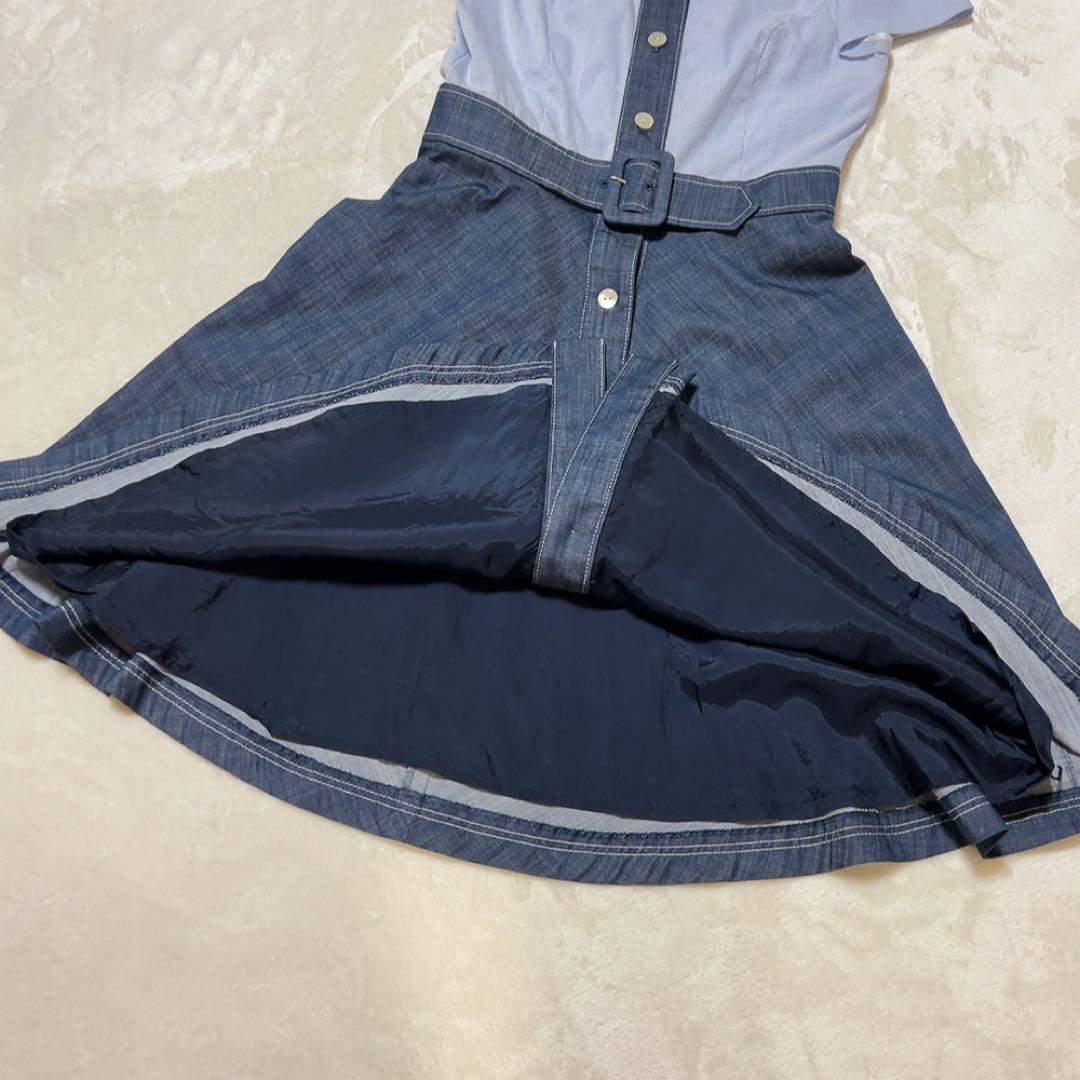 M's Gracy デニムストライプ 半袖シャツワンピース