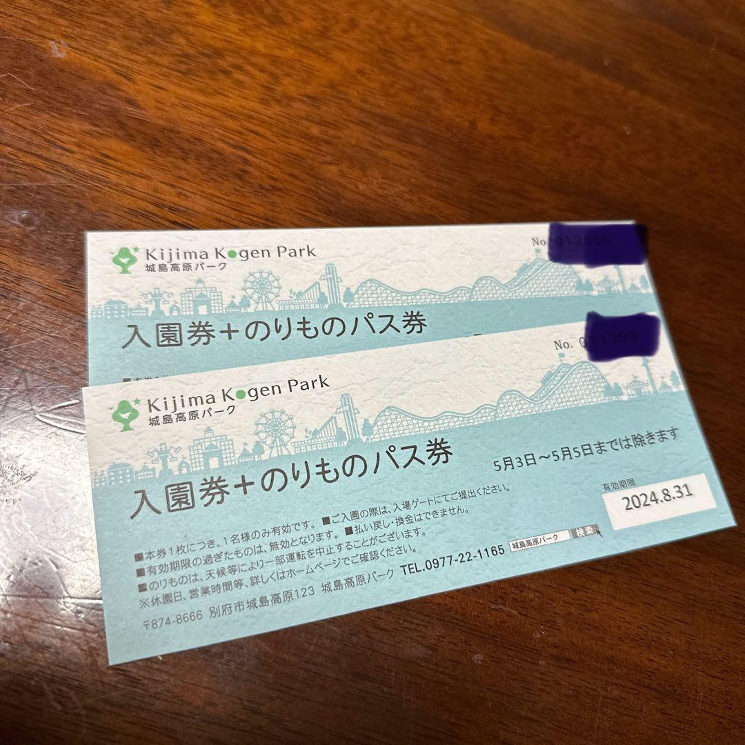 城島高原パーク　入園券+のりものパス　4名 城島高原パーク 入園券+のりものパス券 ペア 施設利用券